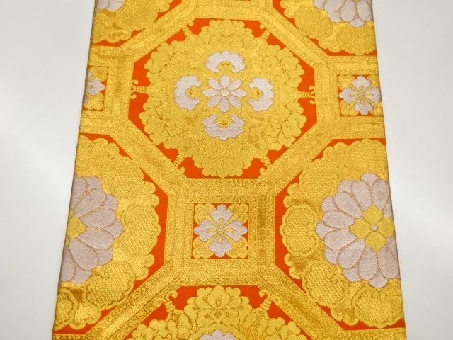  蜀江文に華文模様織出し丸帯